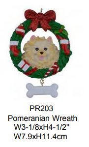 Pomeranian with Wreath - Resin