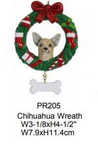 Chihuahua with Wreath - Resin