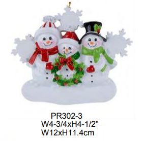 Snowman Family with Snowflake