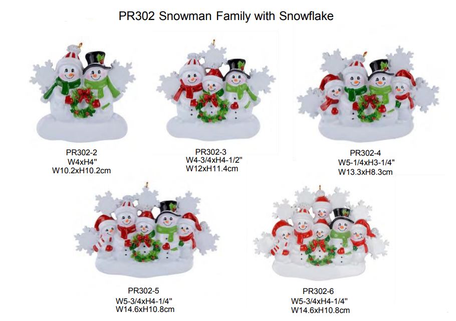 Snowman Family with Snowflake