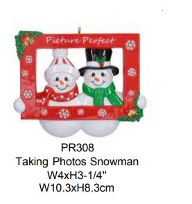 Taking Picture Snowman - Resin